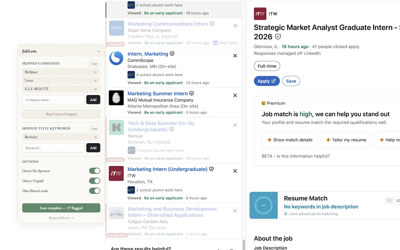 Sift dim mode fading flagged cards
